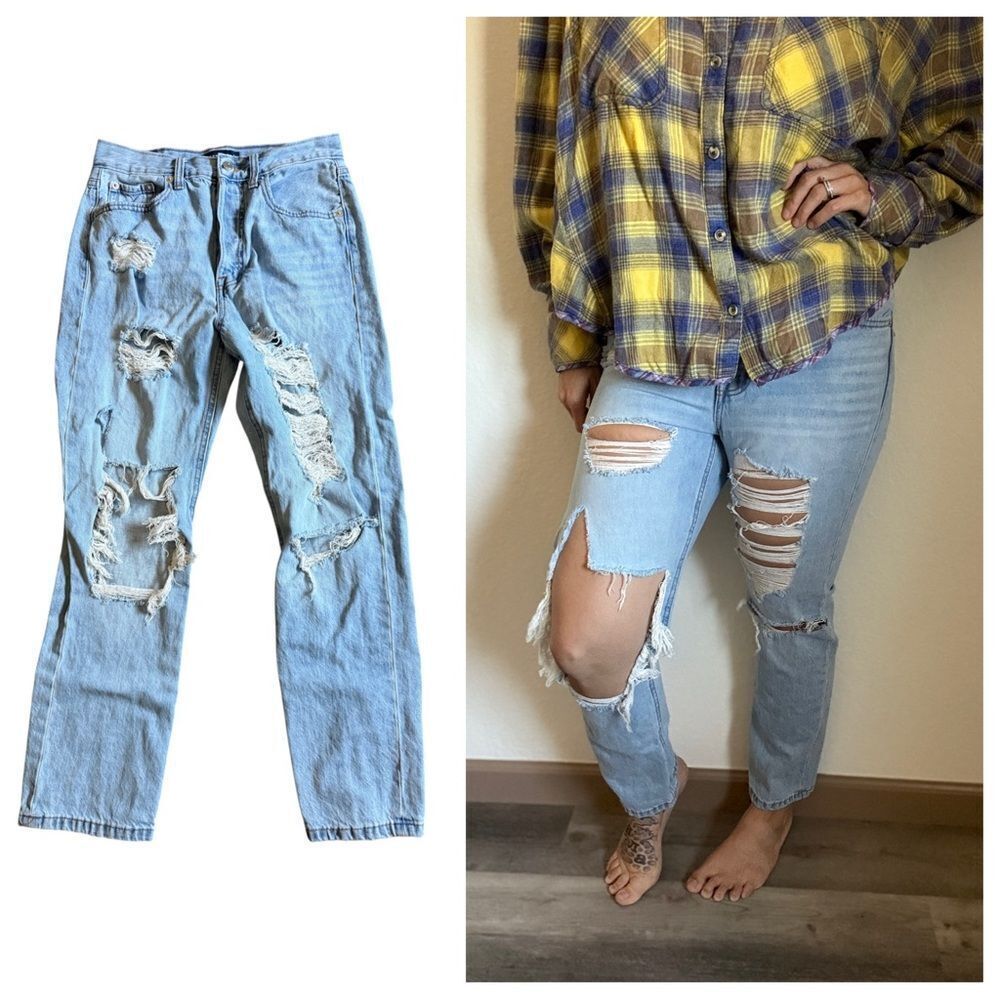 Aeropostal Jeans 90s Super High Rise Straight Destroyed 6 Streetwear